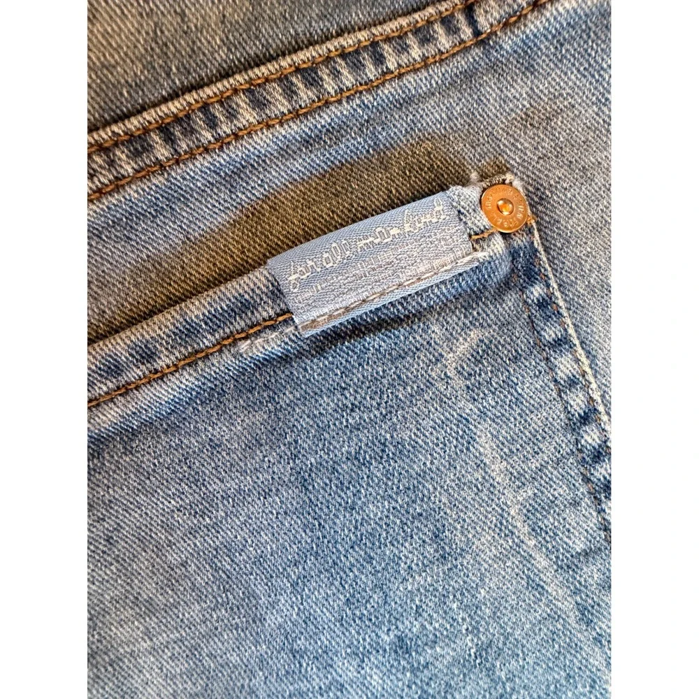 7 For All Mankind Paperbag Waist Denim Shorts Light Wash Blue Belted Size 27